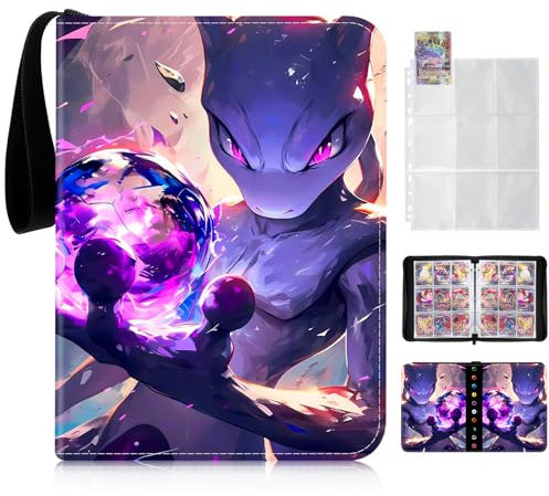 Thingehoy Karten Sammelalbum, Album mit Reißverschluss, Sammelalbum Hefter für Karten-50Pcs Seiten, 900 Kartenkapazität