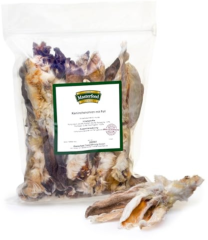 Masterfeed Kaninchenohren mit Fell, Getrocknet, 100% Natürlich, Kauartikel für Hunde, 5 kg