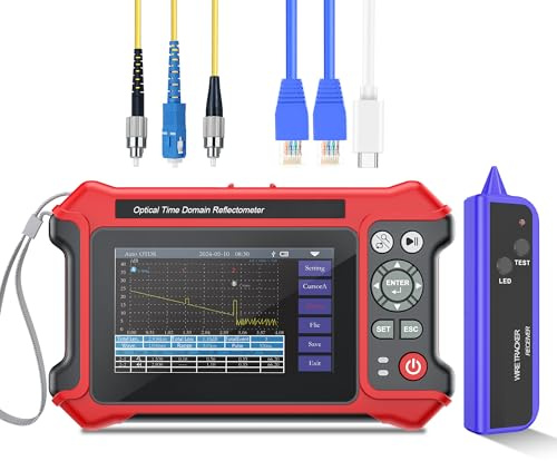 OTDR Tester per fibra ottica SM 1310/1550nm 28/26dB 4.3 16-in-1 Tester OTDR multi-funzione esperto con 10G Dual OPM VFL OLS LS Mappa eventi Ispezionare faccia RJ45 Test cavo Controllo stato finale