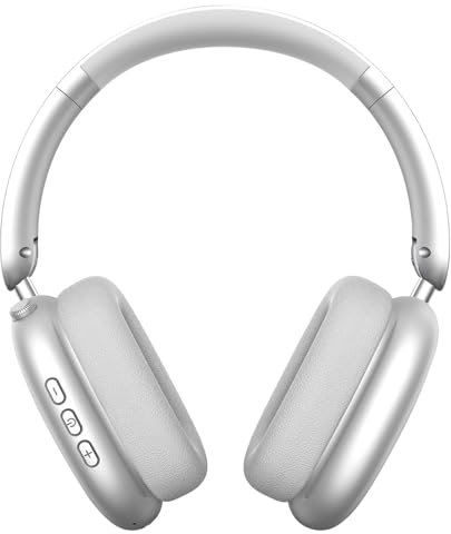 Wentronic Y01 Wireless Over Ear Headphones, Noise Canceling Bluetooth 5.3 Headphones with Microphones,Hi-Res Audio,48H Playtime,Foldable,Breathable Soft Earpads for iOS/Android/Samsung/PC-Silver