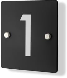 Personalised House Number Plaque 148mm x 148mm Matt Black Address House Sign Door Number Plate Square Contemporary Modern Printed Address Signage With Hidden Fixings Waterproof & Scratch-Resistant