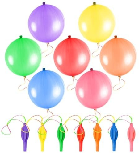 Punch Balloons 26Pcs, Colorful Punching Balloons Heavy Duty, Bounce Balloon with Rubber Band Handle for Ourdoor Games Birthday Party