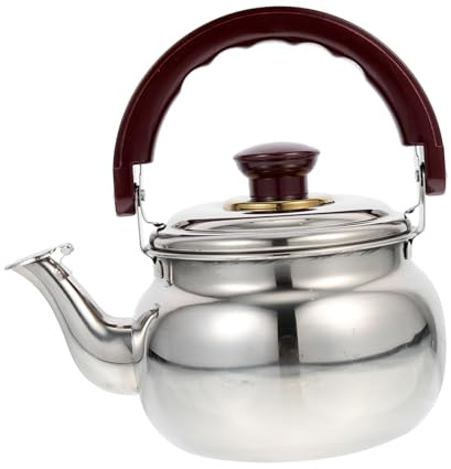 Teiera Acciaio Inox da Fornello 1L, Bollitore Robusto, Manico Comodo | Bollitore Elettrico Acciaio Inox, Teiera Bollitore, 1L, Argento, per Caffè e Tè in Casa o Hotel