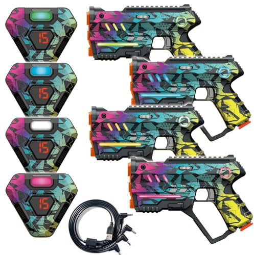 Rechargeable Laser Tag Set of 4, Lazer Tag Game for Kids Indoor & Outdoor Play, Gift Ideas for Kids Teens and Adults, Cool Toys for Teenage Ages 8 9 10 11 12+Year Old Boy & Girls