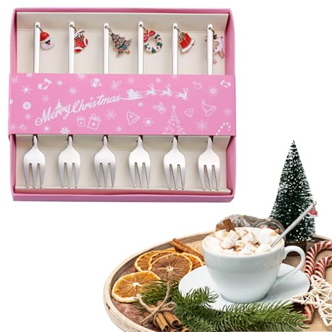 Set di cucchiai natalizi cucchiai da caffè natalizi | 6 pezzi di tè , cucchiaio agitatore natalizio - Cucchiai da caffè in acciaio inossidabile per uso alimentare