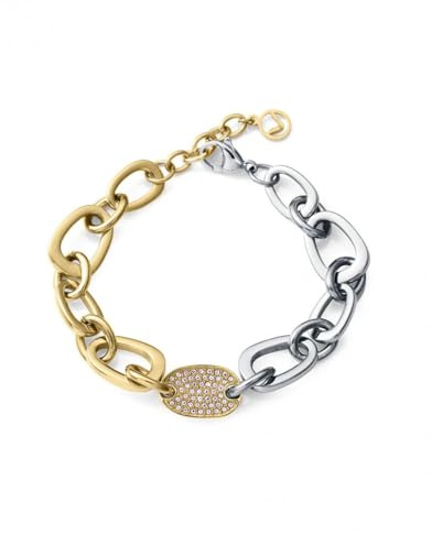 Viceroy Pulsera de mujer de acero e Ip dorado con eslabones y circonitas blancas 75408P01012