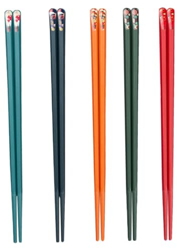 Gadpiparty Juego de Palillos Chinos de Aleación 5 Pares Reutilizables Punta Diseño Japonés Antideslizante Colores Mixtos Ideales para Cocina Asiática y Uso Familiar