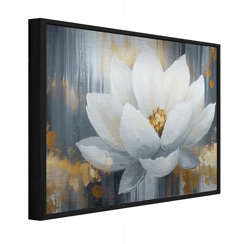 WallArena – Metallbilder blommor – 150 x 100 cm bilder på borstad metall med ram – väggbild XXL, stora väggbilder för vardagsrum, sovrum, vardagsrumsbilder, modernt konsttryck – abstraktion