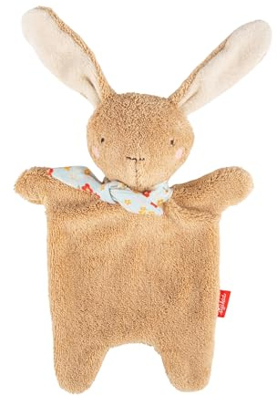 Sigikid Schnuffeltuch Hase Braun, Farmhouse Family - Babyspielzeug Tröster, Schmusetuch aus 100% Baumwolle, Geschenk für Babys ab Geburt | Saugstarkes Baby Schmusetuch aus 100 % Baumwolle – weicher Hase in Hellbraun mit gesticktem Gesicht zum Nuckeln und Kuscheln