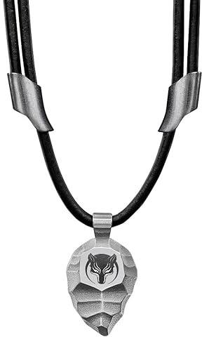 Element of Gods Wolf Kette & Wikinger Schmuck für Herren & Damen – Titan-Anhänger mit Lederband – Nordische Mythologie & Krafttier Halskette – Geschenk für Männer & Frauen