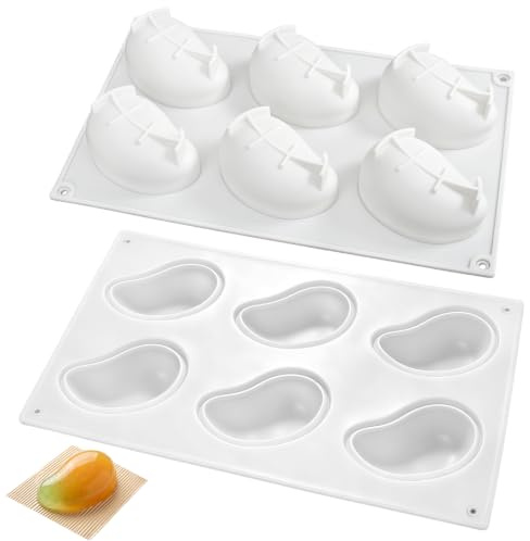 QEEYON 2 moules en silicone mangue 6 cavités 28 × 17 cm