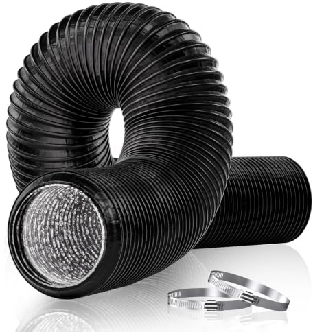 Ducting Flexible Air Ducting Pipe, Aluminium PVC Vent Hose with 2 Clamps, Heavy Duty for Extractor Fan, Cooker Hood, Tumble Dryer, Hydroponics, (150mm*3m)