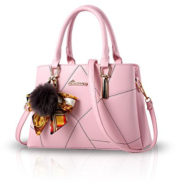 NICOLE & DORIS Sac a Main Femme Sac Epaule Sac à Bandoulière PU Cuir Sac Fourre Tout Pochette Sac Sacoche Mode Rose