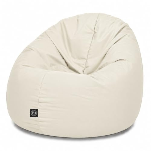PATCH HOME 2 in 1 Funktion Sitzsack Sessel Bean Bag Sitzsäcke Gaming mit Reißverschluss bereits befüllt - Ø 125cm - Creme