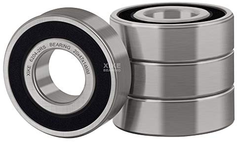 XiKe Rillenkugellager 6204-2RS 20x47x14mm 4er-Pack Wälzlagerstahl | Beidseitig abgedichtet (2RS), ABEC-3 Qualität, werksgeschmiert, geringe Reibung, geräuscharmer Betrieb, kostengünstig