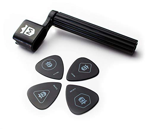 MORIATY® Saitenkurbel + 4 Plektren + Gitarrenschule — Saitenspindel für Westerngitarre, Akustikgitarre, Konzertgitarre, Klassische Gitarre + E-Gitarre