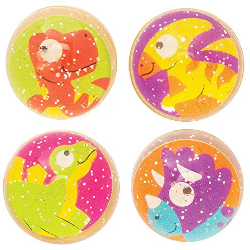 Baker Ross AX607 Glitzernde Dinosaurier Flummis - 10 Stück, Lustiges Spielzeug Für Kinder In Der Herbstzeit Perfekte Party, Beute, Preis Oder Korbfüller