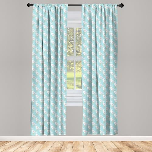 ABAKUHAUS Möwe Vorhänge, Gardinen, Vögel in Cartoon, Fensterbehandlungen für Wohnzimmer Schlafzimmer Dekor, 2 Stück 75 cm b x 225 cm h, blau Multicolor