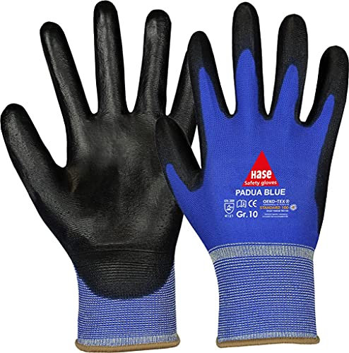 Hase PADUA BLUE, Montagehandschuh aus Nylon/PU Gr. 6-11, Kat. II, EN 388, OEKO-TEX 7 144 Paar