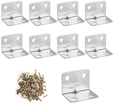 Lot de 30 raccords d'angle en acier inoxydable - Angle métallique de 90 ° - Pinces en L - Équerre d'angle 32 x 25 mm - Trous de montage avec 120 vis M4 - Pour meubles en bois, table, chaise, cadre de