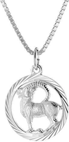 trendor Steinbock Sternzeichen Halskette Silber 925 modischer Tierkreiszeichen Anhänger für Damen, Halsschmuck aus Sterlingsilber 15360-01-45 45 cm