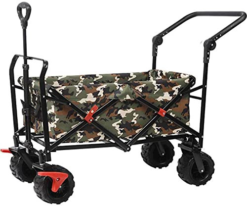 Zusammenklappbarer Push-Pull-Gebrauchswagen für Sand, robuster, zusammenklappbarer Strandwagen mit Rädern, Transportwagen für Gartenwagen im Freien, Einkaufswagen für Lebensmittel (Camouflage) (Camouf