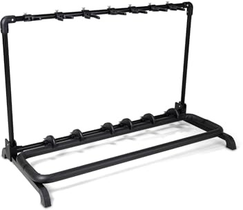GEWA soporte para guitarras multisoporte - para 7 instrumentos - ajustable - también para guitarras Roundback, negro, GS-107B