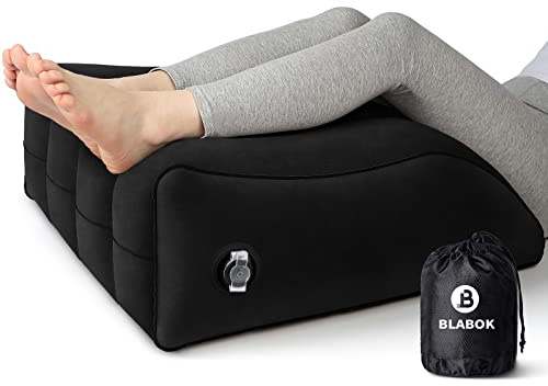 Wedge Pillow for Sleeping - Inflatable Leg Elevation Pillow for Swelling,Circulation,Leg & Back Pain Relief,Leg Support Pillow,Leg Wedge Pillows for After Aurgery,Hip,Foot,Ankle Recovery (Black)