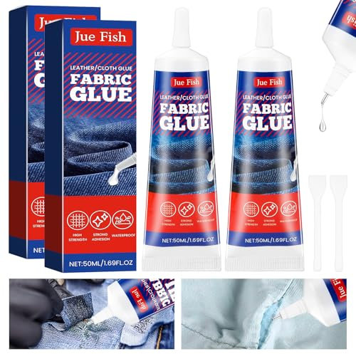 Textilkleber Extra Stark 100ML - Stoffkleber, Textilkleber Waschmaschinenfest, Wasserfest, Transparent - Textil Kleber für Kleidung, Stoffe, Textilien, Baumwolle, Leder, Jeans