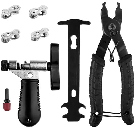 Ghazpmuk Chain Riveter Bicycle, Kettennieter Fahrrad, Kettenschloss Zange, Chain Lock Pliers and 4 Pairs Bicycle Chain Rivets, Fahrradkette Reparatur Set, Bicycle Chain Repair Set, für 6-12 Fach