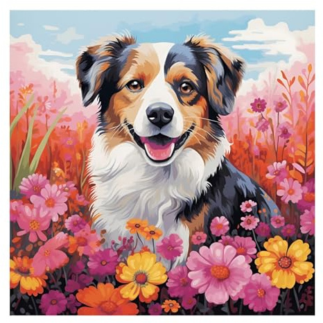 cukol cukol Kreuzstich Stickpackungen Set Vorgedruckt Erwachsene 40x40 cm | Stickbilder mit 11ct, Kreatives Bastelset Hobby zum Sticken für Frauen, Stickset für Diy Home Deko, Tier Hund Motiv