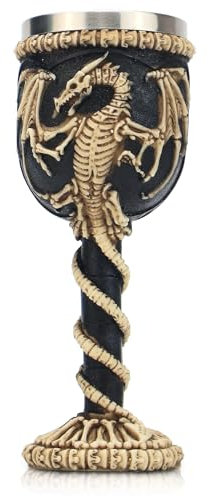 Calice gothique médiéval en acier inoxydable, donjons et dragons, guerrier viking, pirate, corps en résine avec insert en acier inoxydable, gobelet décoratif, cadeau de fête pour anniversaire, 200 ml
