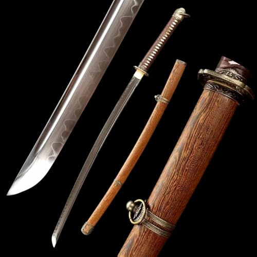 103cm handgefertigte Katana,T10-Stahl klinge mit Blutrille,importierte Hühnerflügel-Holzscheide mit Metalldekoration,echtes Samurai-Schwert für Kampfsport,Theateraufführungen,Geschenke,Sammlungen