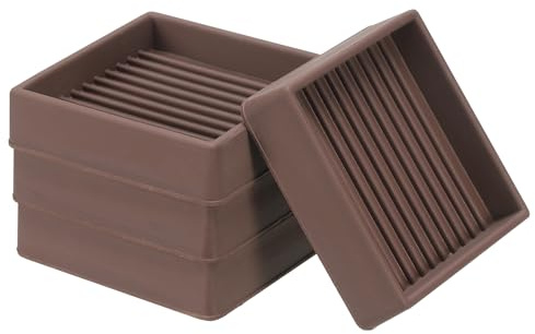 PATIKIL 2x2 Square Rubber Furniture Pads, 4 Pack Non Slip Caster Cups Anti Skid Floor Protectors for Furniture Feet Bed Couch Chair Table Stopper, Brown
