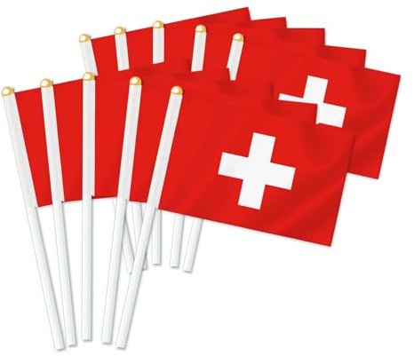 25 Stück Schweiz Handheld Flagge, Dekor Hand gehalten Hold Fahne, Dekoration Banner hand Switzerland
