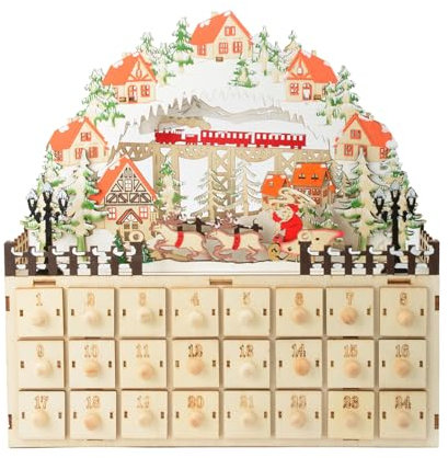 Lazyspace Calendario de Adviento de gnomo de Navidad 2024, decoración de Navidad, suministros de fiesta, calendario, gabinete, 24 armarios pequeños, decoración de Navidad