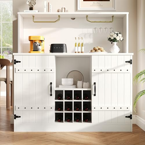 Armadio da cucina, credenza (120 x 40 x 120 cm), design moderno e minimalista, elegante venature in legno, scaffale per bicchieri da vino, spazio multistrato, elegante bianco con decorazione nera,