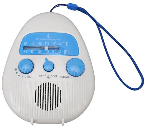 Duschradio, Tragbares AM-FM-Badezimmerradio Zum Aufhängen, Eingebauter Lautsprecher, Einfach Einzustellende Duschradios für Badezimmer mit Drehknopf, Batteriebetriebenes Duschradio