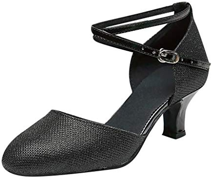 Glatte Tanzschuhe für Damen, elegant, Silber, Absatzschuhe mit Strass, verstellbar, weiche Schuhe, Mode, geschlossene Sandalen, Schwarz, professionelle Tango-Schuhe für Partys und Clubs, Schwarz , 35