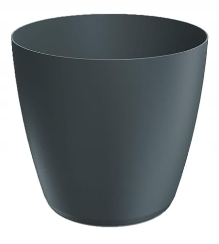 DomoDomo Blumentopf & Übertopf Schwarz Matt 11,9x10,9 cm – Kunststoff Pflanztopf glatt, Blumentopf Anthrazit für Balkon & Zimmer