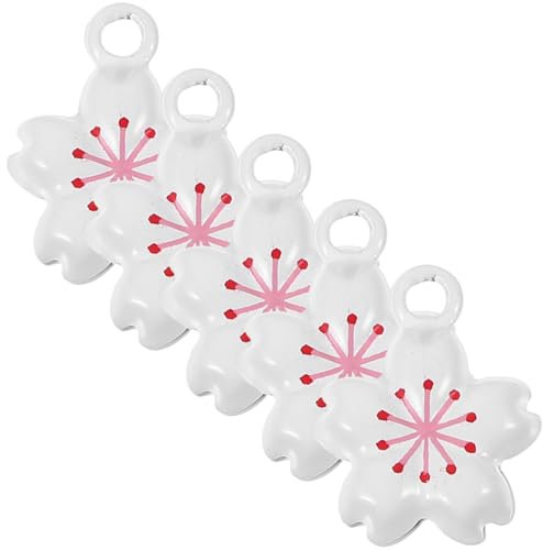 ERINGOGO 5stücke Mini Kirschblüten Glöckchen Anhänger Weiß Japanisches Kirschblüten-Motiv Glockendekor Vielseitiger Taschen Handycharme Für Festival Und Vintage Stil