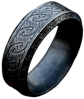 Sumpgle Titan Stahl Ring Minimalistischer Vintage Wikinger Buchstabe Unisex Ring für Männer und Frauen Modeschmuck