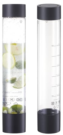 OSCEVIA Slim Design Water Bottles 1L- 2 Pack (Black), for Sparkling Water Maker, BPA Free, Soda Maker Reusable & Refillable Bottles