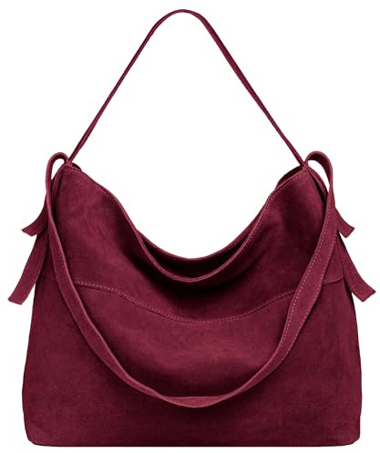 Caspar große Vintage Leder Schultertasche lässige Damen Handtasche aus Wildleder mit Reißverschluss - PREMIUM LINE - Modell No.816 - Made in Italy