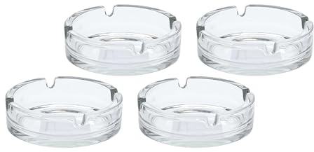 mucHome Aschenbecher aus Glas - Ascher Glasaschenbecher für Zigaretten - für Haushalt und Gastro - Rund Ø 10,5 cm, aus robustem Glas - spülmaschinenfest & stapelbar- Tischaschenbecher (4 Stück)