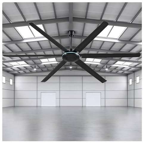 80 Inch 6 Blade Large Ceiling Fan, Extra Large Industrial Black Ceiling Fan, Iron Blades, Copper Core Motor, With Remote Control