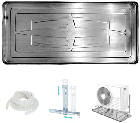 Bandeja de Goteo para Aire Acondicionado, Bandeja de Drenaje de condensación con Soportes, Kit de Acero Inoxidable para Unidades de Ventana y minisplit, 5 piezas/100 x 47,5 cm