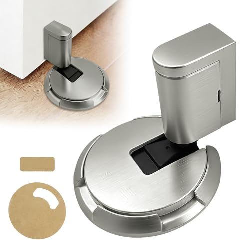 TAIVIN Türstopper Boden,Metall-Türschließer,Verstellbarer Ohne Bohren Mechanischer Bodentürstopper,Door Stopper für alle Hartböden (Silber)