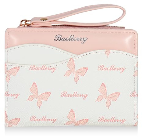 Lapensa Butterfly Wallet for Women - RFID Blocking Soft PU Leather Bifold Coin Zipper Pocket Purse - Wristlet Wallets with Zipper Pocket for women girls (pink)