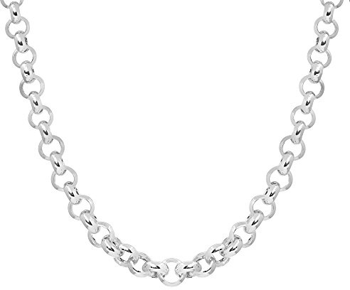 925 Silver Chunky Belcher Chain Necklace With T-Bar Clasp 6mm Thick - 46cm Polished Rolo Chain for Women – Classic Wide Link Toggle Necklace – Elegant Statement Jewellery